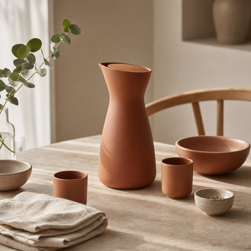WATO Terracotta carafe on a dining table